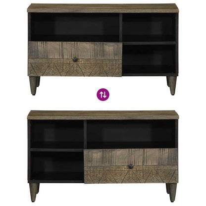 Tv Skříňka Černá 80 X 33 X 46 Cm Masivní Mangovníkové Dřevo