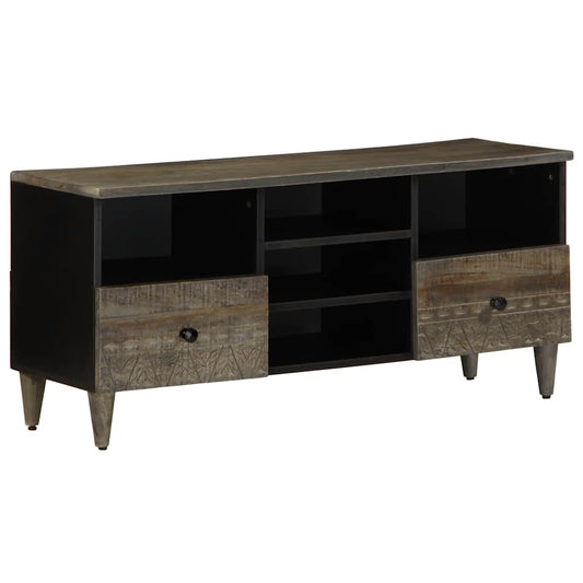 Tv Skříňka Černá 100 X 33 X 46 Cm Masivní Mangovníkové Dřevo