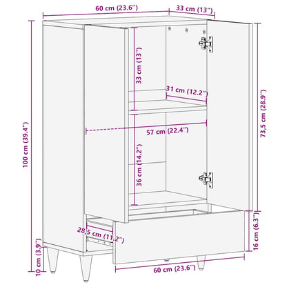 Skříň Highboard 60X33X110 Cm Masivní Mangovníkové Dřevo