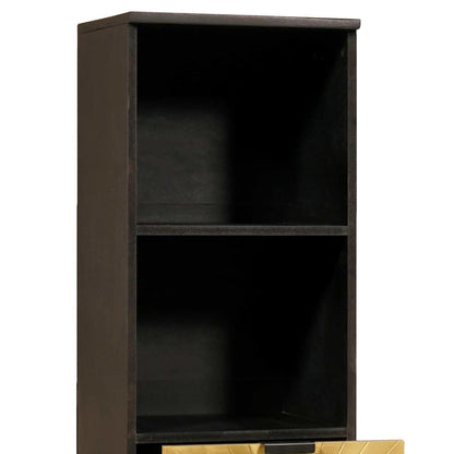 Koupelnová Skříň Se Zásuvkou Černá A Zlatá 38 X 33 X 160 Cm