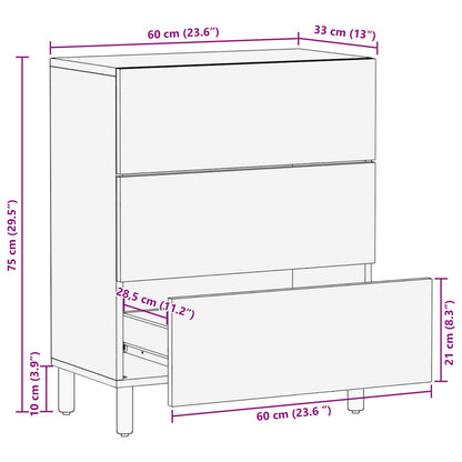 Servírovací Skříň 60 X 33 X 75 Cm Masivní Mangové Dřevo