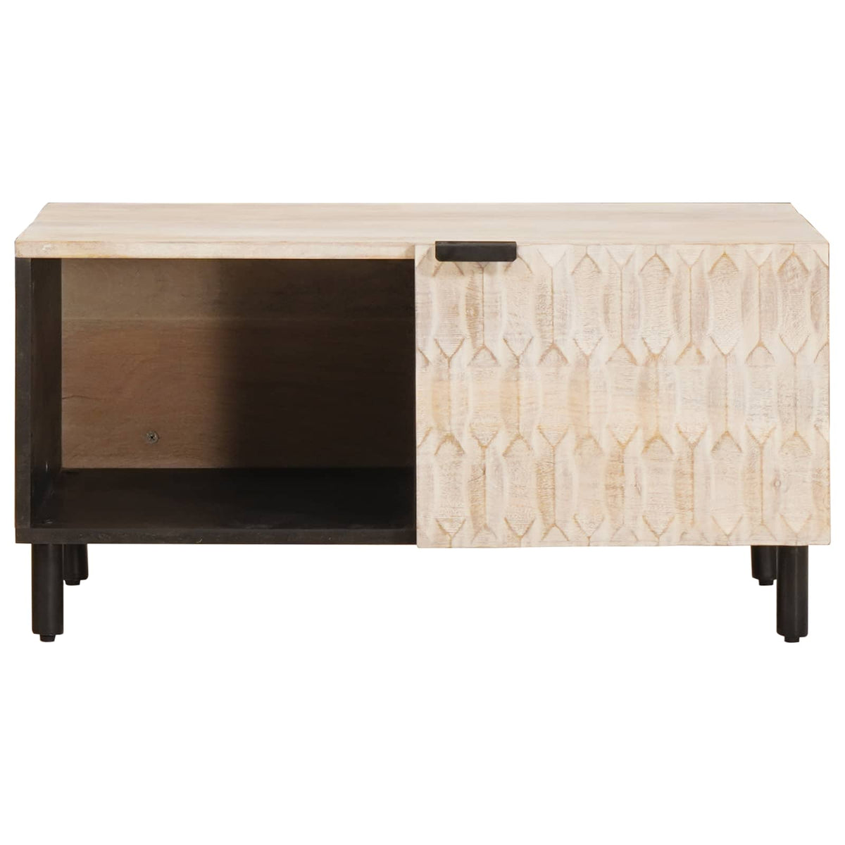 Konferenční Stolek Bílá 80 X 50 X 40 Cm Masivní Mangové Dřevo