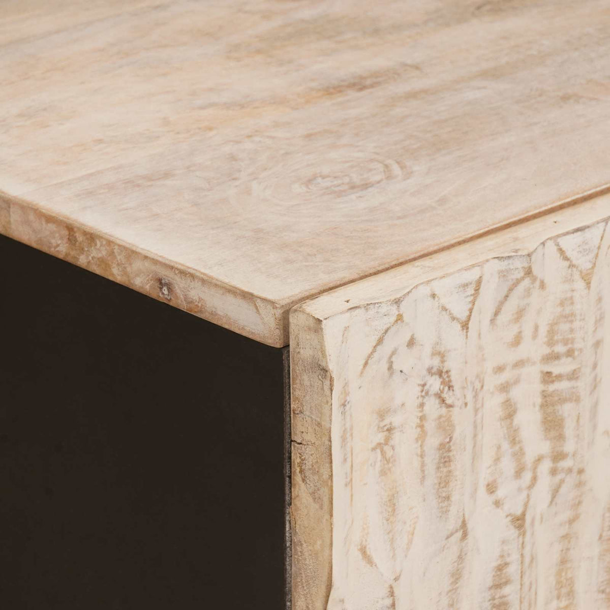 Konferenční Stolek Bílá 80 X 50 X 40 Cm Masivní Mangové Dřevo