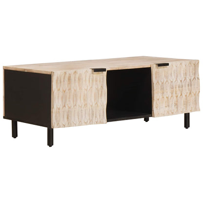 Konferenční Stolek Bílá 100 X 54 X 40 Cm Masivní Mangové Dřevo