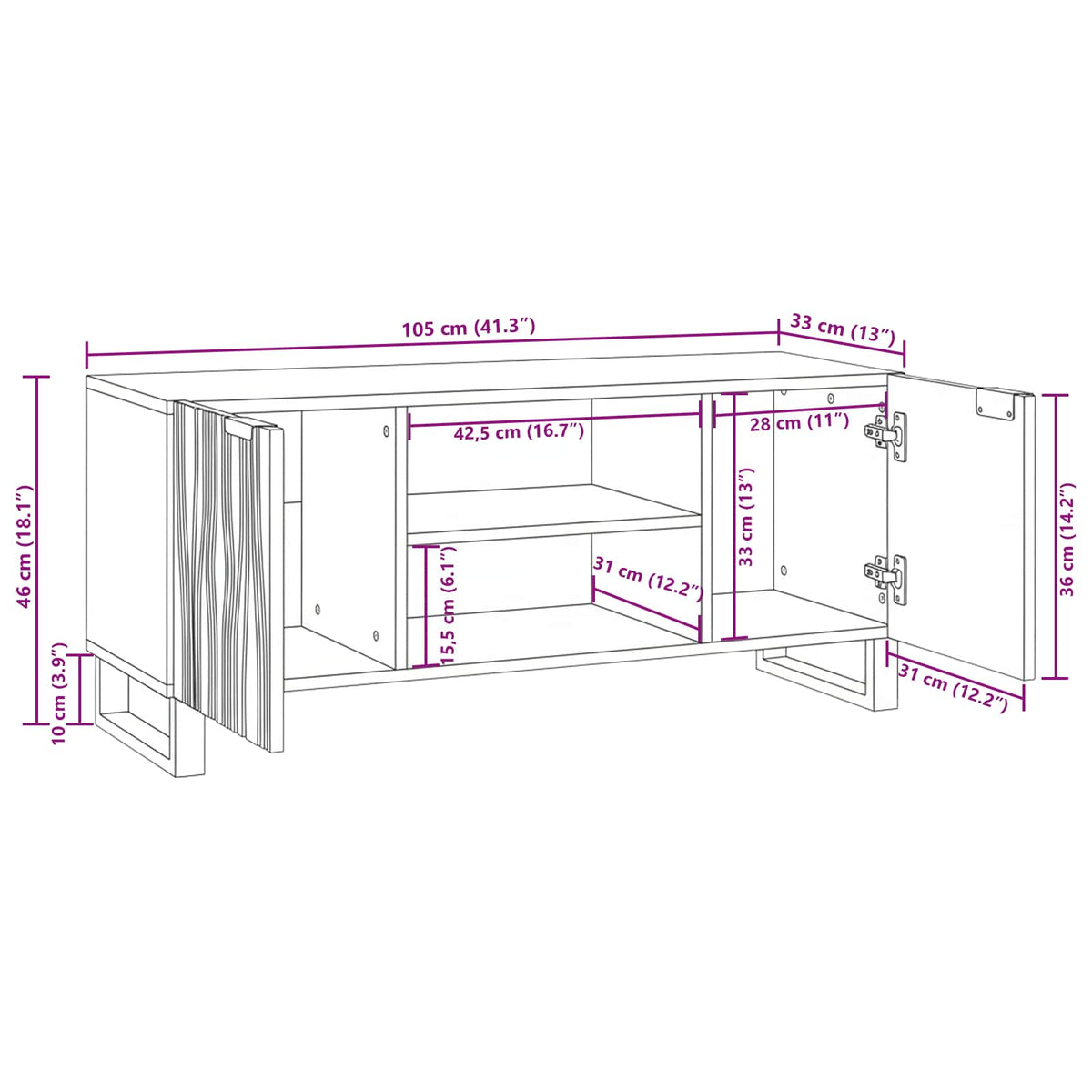Tv Jednotky 105 X 33 X 46 Cm Hnědá Kompozitní Dřevo