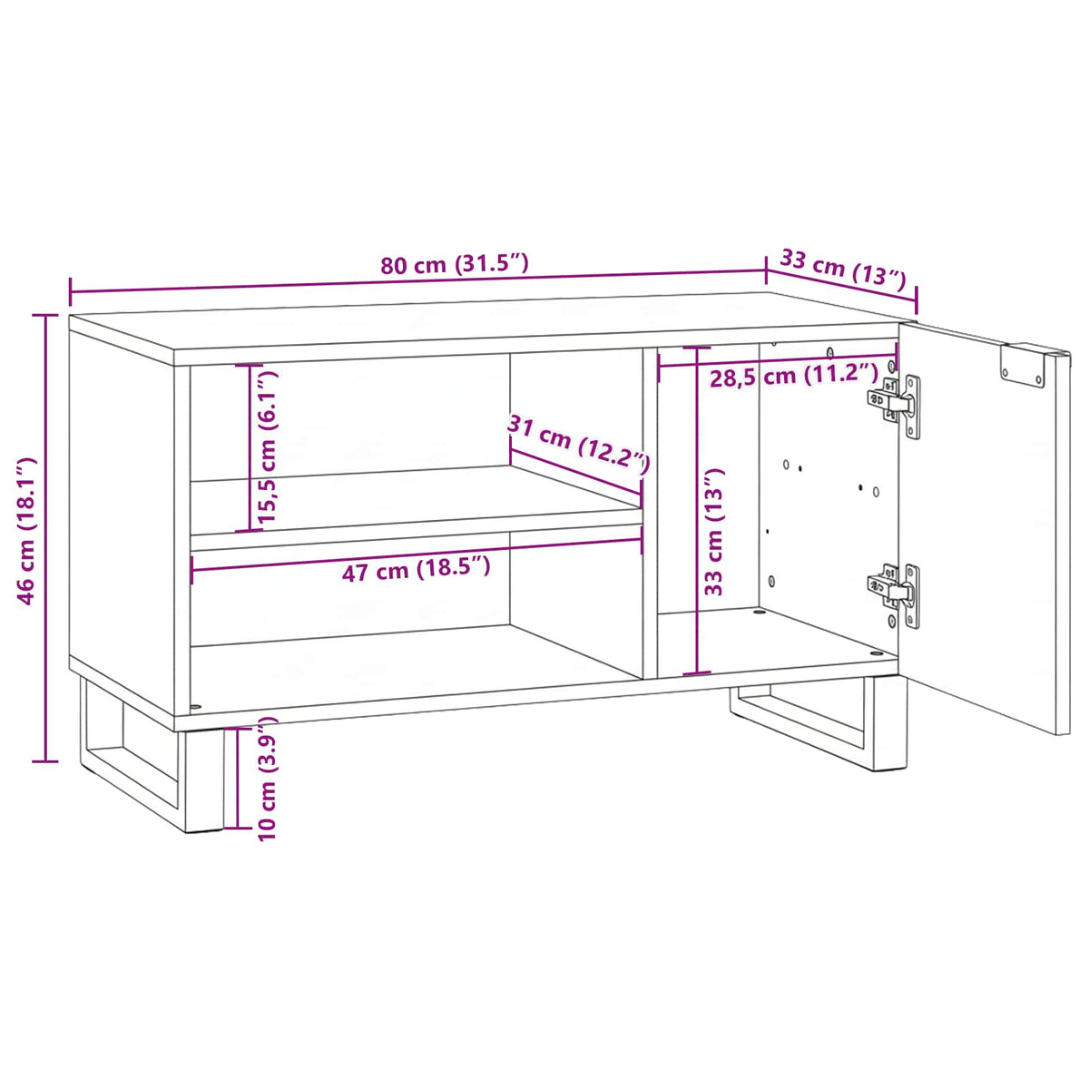 Tv Jednotky 80 X 33 X 46 Cm Hnědá Kompozitní Dřevo
