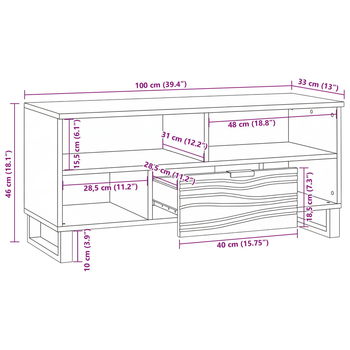 Tv Jednotky 105 X 33 X 46 Cm Hnědá Kompozitní Dřevo