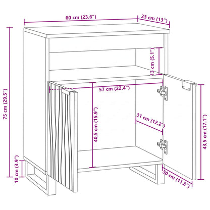 Skříňka Hnědá 60 X 33 X 75 Cm Masivní Mangovníkové Dřevo