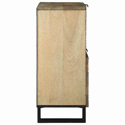 Komoda Hnědá 80 X 33 X 75 Cm Masivní Mangovníkové Dřevo