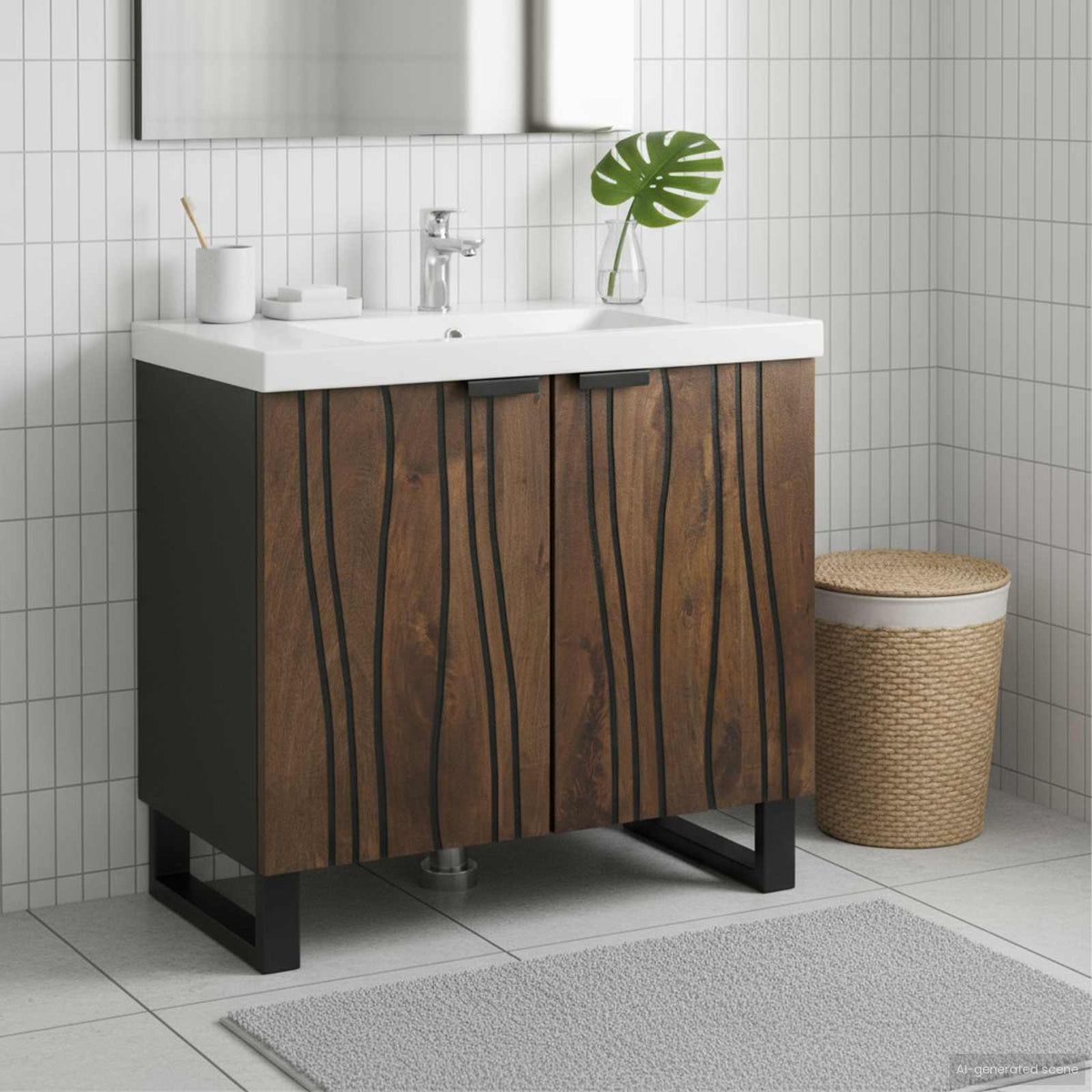 Skříňka Pod Umyvadlo Hnědá 62 X 33 X 58 Cm Kompozitní Dřevo