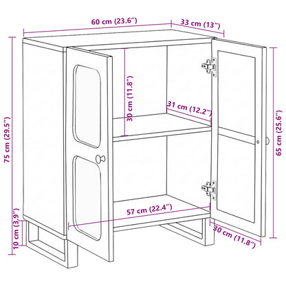 Servírovací Skříň Hnědá 60 X 33 X 75 Cm Masivní Mangové Dřevo