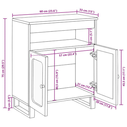 Servírovací Skříň Hnědá 60 X 33 X 75 Cm Masivní Mangové Dřevo