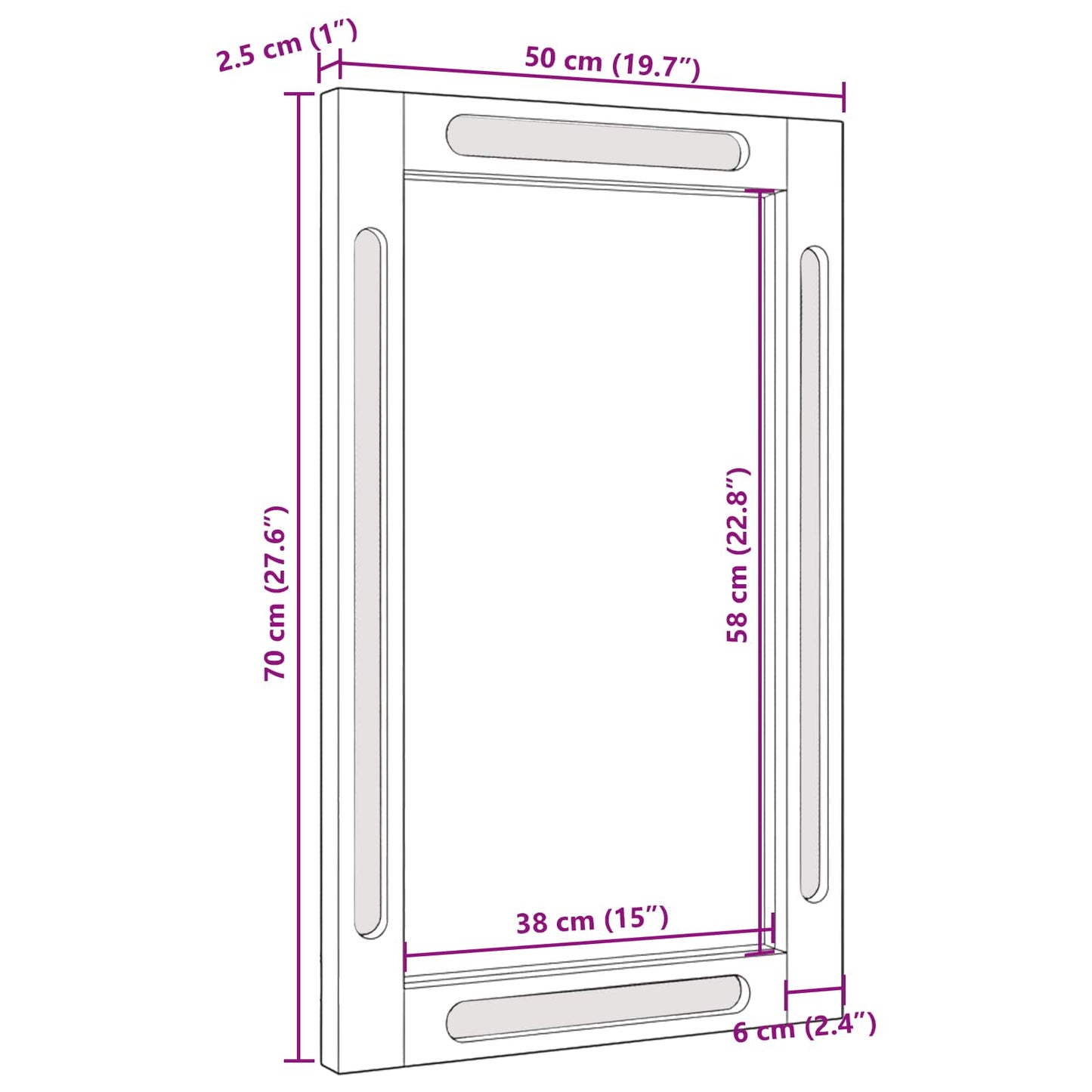 Koupelnové Zrcadlo Hnědá 50 X 2,5 X 70 Cm Masivní Mangové Dřevo