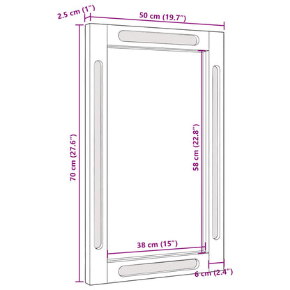 Koupelnové Zrcadlo Hnědá 50 X 2,5 X 70 Cm Masivní Mangové Dřevo
