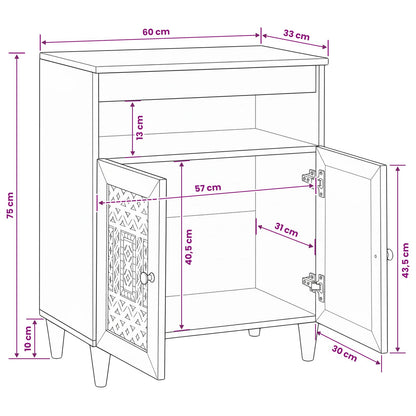 Servírovací Skříň 60 X 33 X 75 Cm Masivní Mangové Dřevo