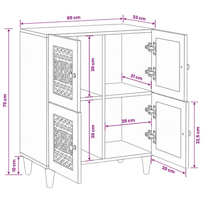 Servírovací Skříň 60 X 33 X 75 Cm Masivní Mangové Dřevo