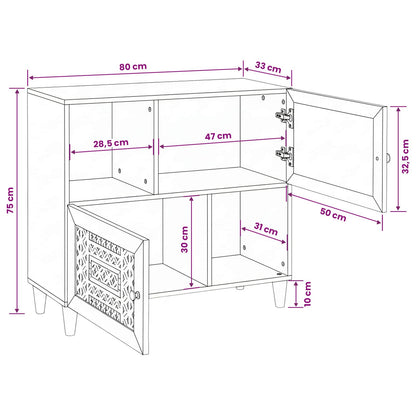 Servírovací Skříň 80 X 33 X 75 Cm Masivní Mangové Dřevo