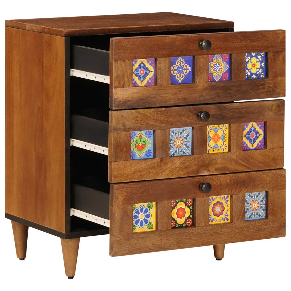 Noční Skříňka Hnědá 50 X 33 X 62 Cm Masivní Mangové Dřevo