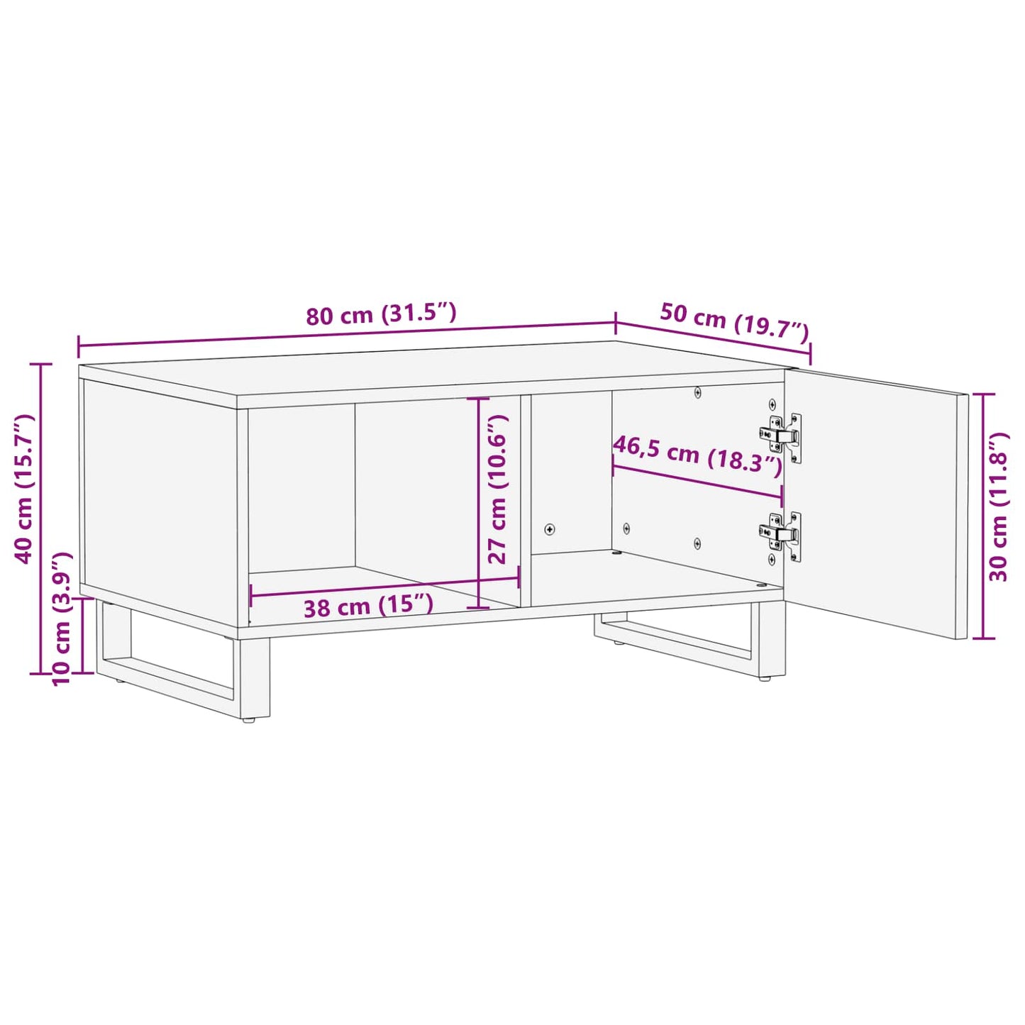 Konferenční Stolek Hnědá 80 X 50 X 40 Cm Masivní Mangové Dřevo