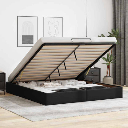 Osmanský Rám Postele Bez Matrace Černá Umělá Kůže