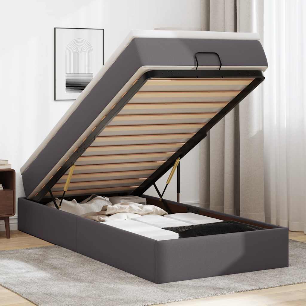Osmanský Rám Postele S Matrací Bílý 90X200Cm Umělá Kůže