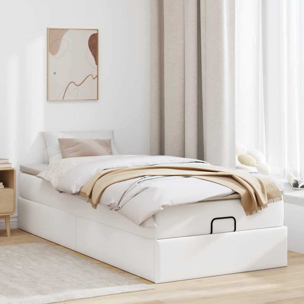Osmanský Rám Postele S Matrací Bílý 90X200Cm Umělá Kůže