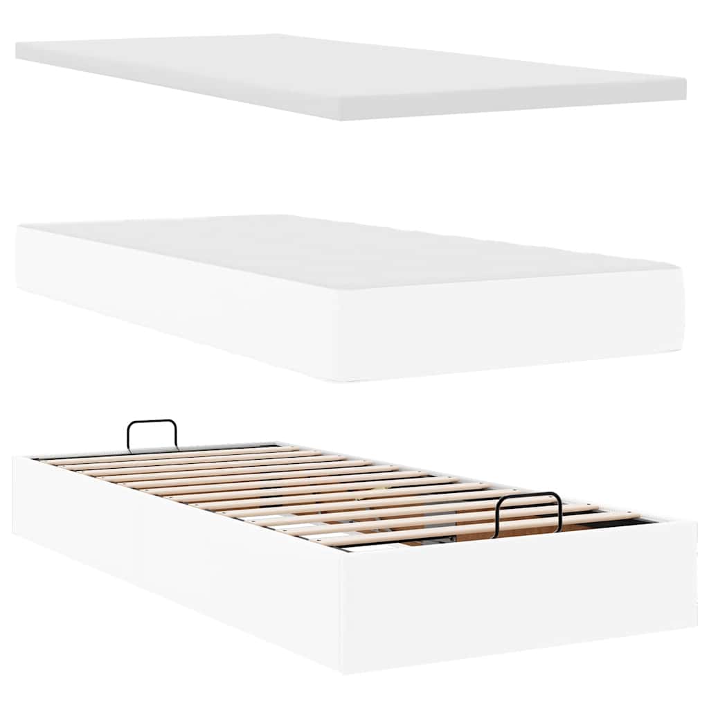 Osmanský Rám Postele S Matrací Bílý 90X200Cm Umělá Kůže