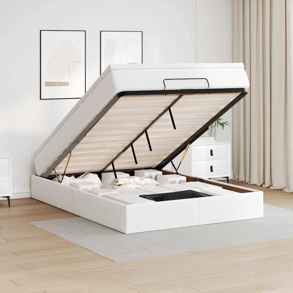Osmanský Rám Postele S Matrací Bílý 90X200Cm Umělá Kůže
