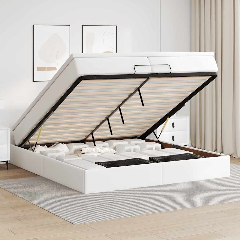Osmanský Rám Postele S Matrací Bílý 90X200Cm Umělá Kůže