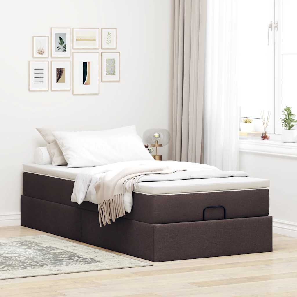 Osmanský Rám Postele S Matrací Tmavě Šedá 90X190Cm Textil