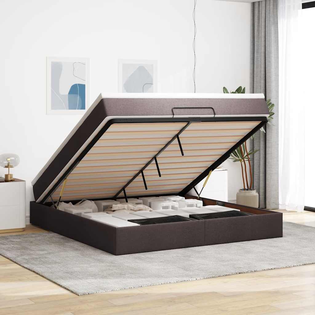 Osmanský Rám Postele S Matrací Tmavě Šedá 90X190Cm Textil