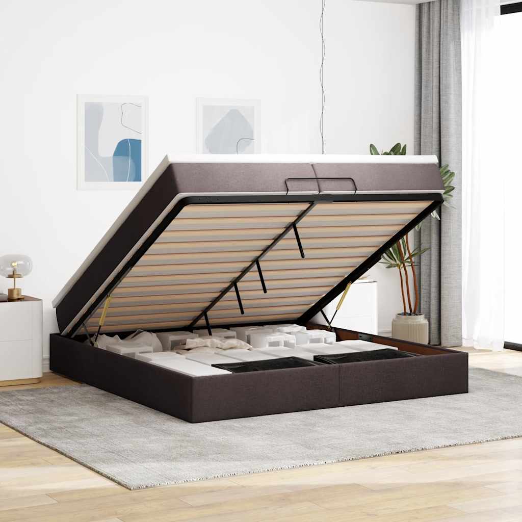 Osmanský Rám Postele S Matrací Tmavě Šedá 90X190Cm Textil