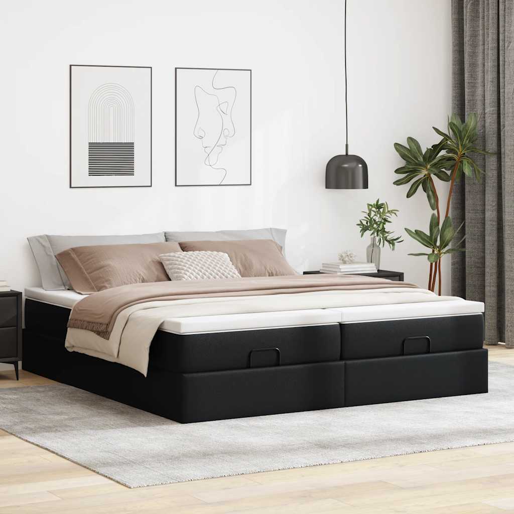 Osmanský Rám Postele S Matracíes Černá 160X200Cm Umělá Kůže