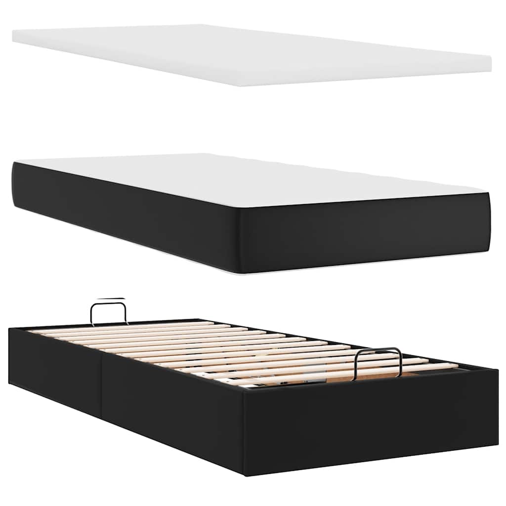 Osmanský Rám Postele S Matracíes Černá 160X200Cm Umělá Kůže
