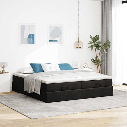 Osmanský Rám Postele S Matrací Černá 160X200Cm Textil
