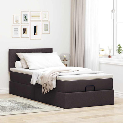 Osmanský Rám Postele S Matrací Tmavě Šedá 80X200Cm Textil Tmavě Hnědá