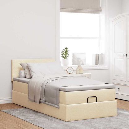 Osmanský Rám Postele S Matrací Krémově 80X200Cm Textil Krémová