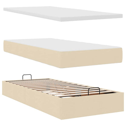 Osmanský Rám Postele S Matrací Krémově 80X200Cm Textil Krémová