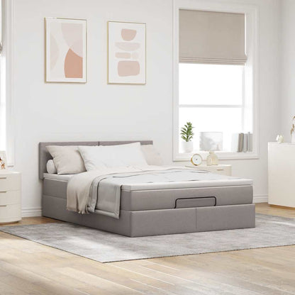 Osmanský Postel S Matrací Taupe 140X190 Cm Textil