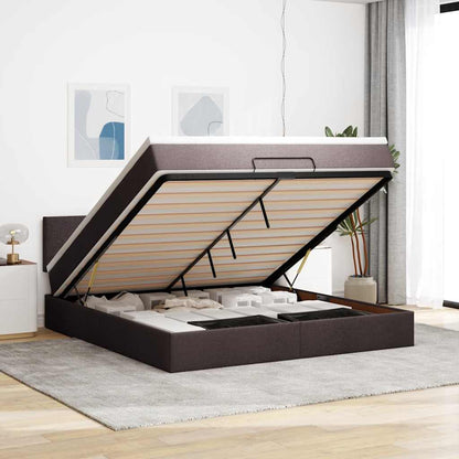 Osmanský Rám Postele S Matrací Tmavě Šedá 80X200Cm Textil Tmavě Hnědá