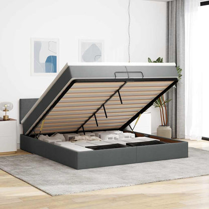 Osmanský Rám Postele S Matrací 180X200Cm Textil Tmavě Šedá