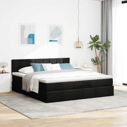 Osmanský Rám Postele S Matrací Černá 180X200Cm Textil Černá