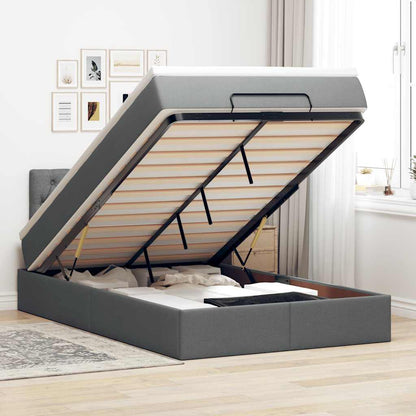 Osmanský Rám Postele S Matrací 180X200Cm Textil Tmavě Šedá