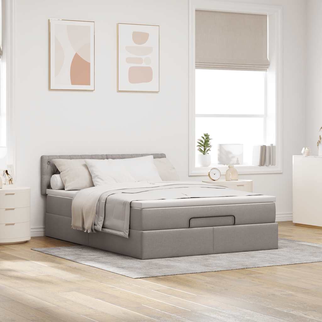 Osmanský Postel S Matrací Taupe 140X190 Cm Textil