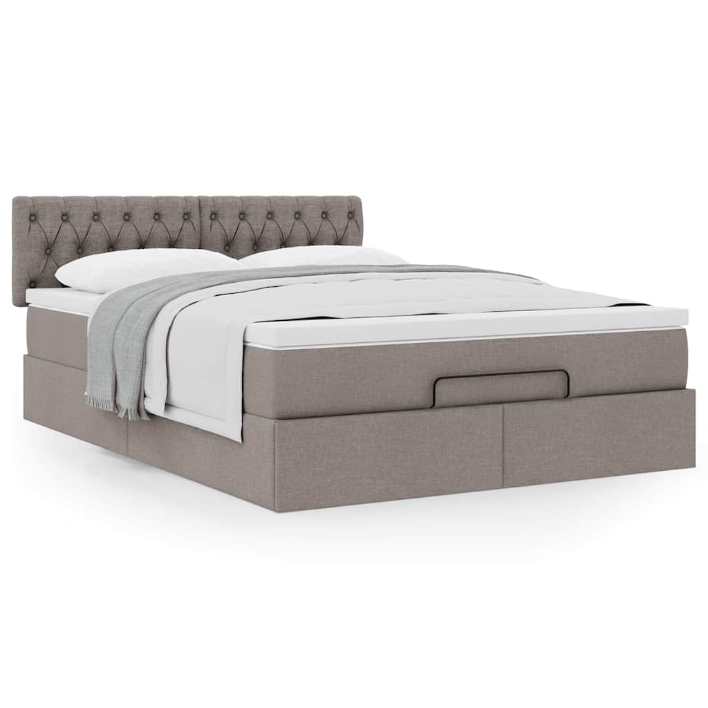 Osmanský Postel S Matrací Taupe 140X190 Cm Textil