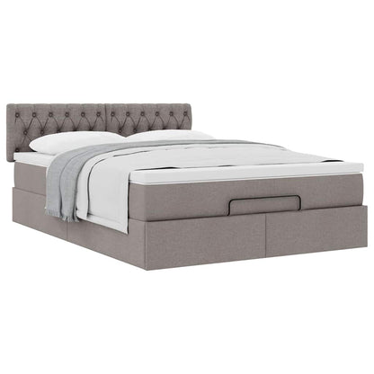 Osmanský Postel S Matrací Taupe 140X190 Cm Textil