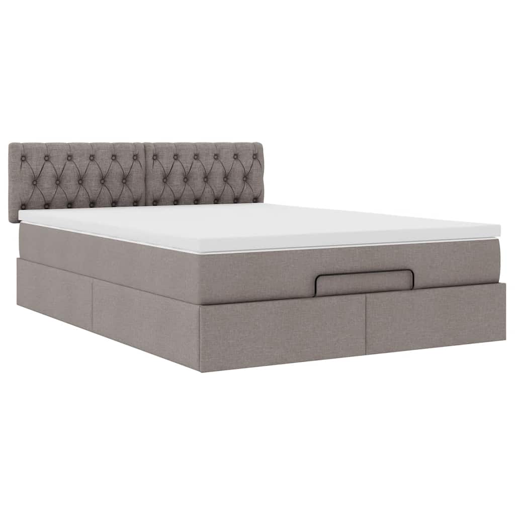 Osmanský Postel S Matrací Taupe 140X190 Cm Textil