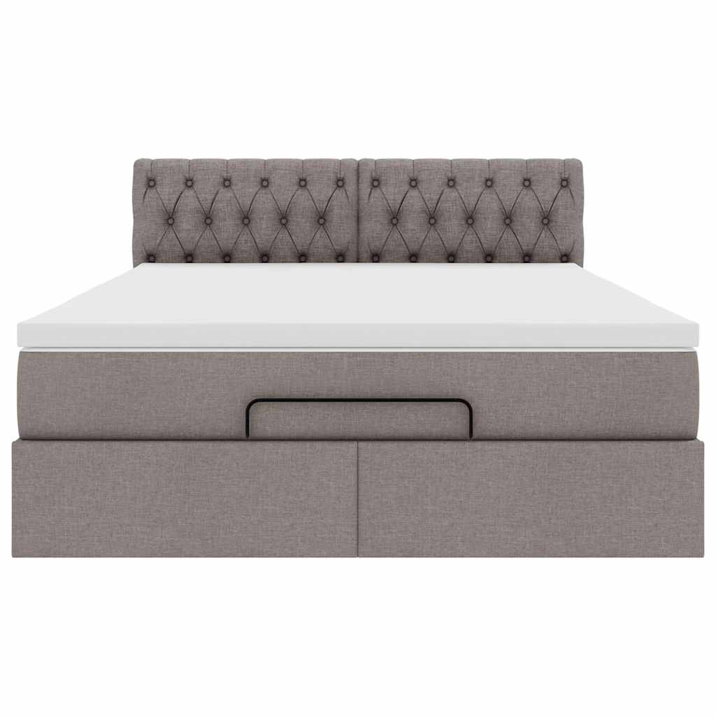 Osmanský Postel S Matrací Taupe 140X190 Cm Textil