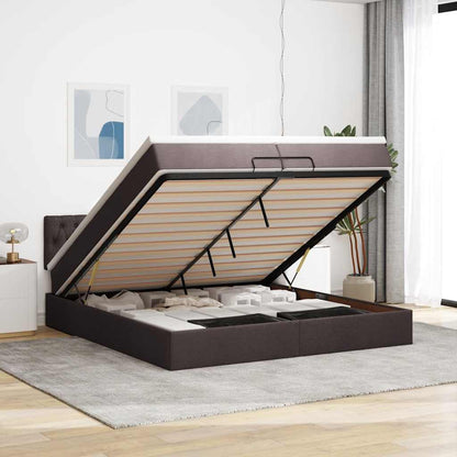 Osmanský Rám Postele S Matrací Tmavě Šedá 80X200Cm Textil Tmavě Hnědá