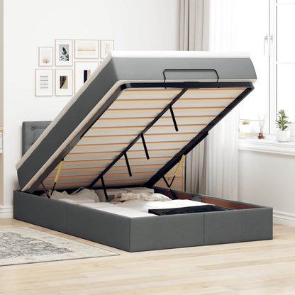 Osmanský Rám Postele S Matrací 180X200Cm Textil Tmavě Šedá